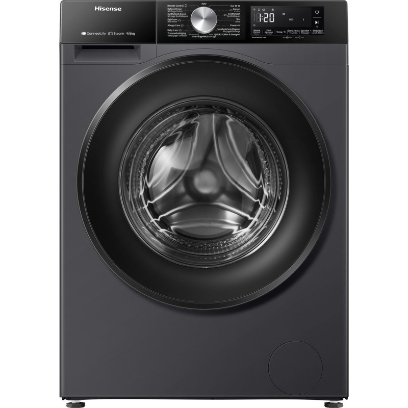 Hisense WD3S9043BB3 - Was-droogcombinatie - Energieklasse A (-30%) - 9 kg wassen / 6 kg drogen - 1400 toeren - Connectlife WiFi - Stoomfunctie - LED display - Inverter motor - Zwart