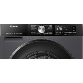 Hisense WD3S9043BB3 - Was-droogcombinatie - Energieklasse A (-30%) - 9 kg wassen / 6 kg drogen - 1400 toeren - Connectlife WiFi - Stoomfunctie - LED display - Inverter motor - Zwart