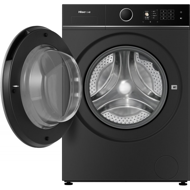 Hisense WF5I1045BBQ Wasmachine - Voorbelading - 10,5 kg - 1400 RPM - Zwart - A-klasse - ConnectLife - Quick Wash - Pure Jet - iFit - iPlay - Trommelverlichting