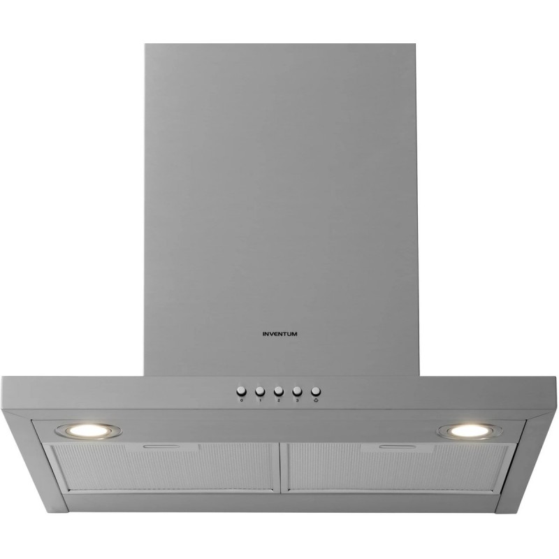 Inventum AKB6005RVS platte wandschouw afzuigkap 60 cm - Afzuigcapaciteit 630 m3/h - Geschikt voor open keuken - 3 standen - Ledspots - Luchtafvoer en recirculatie - RVS