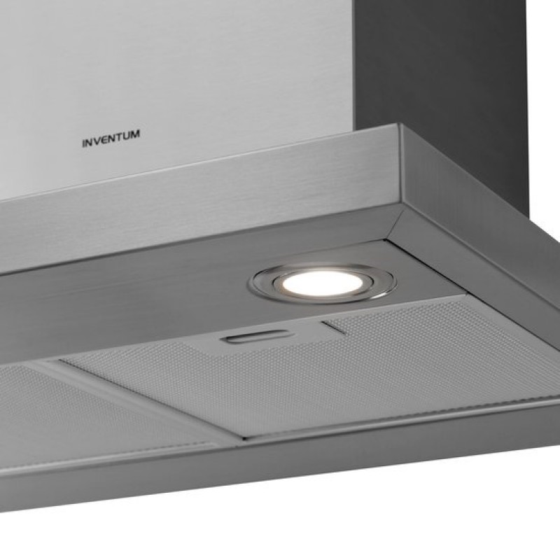 Inventum AKB6005RVS platte wandschouw afzuigkap 60 cm - Afzuigcapaciteit 630 m3/h - Geschikt voor open keuken - 3 standen - Ledspots - Luchtafvoer en recirculatie - RVS