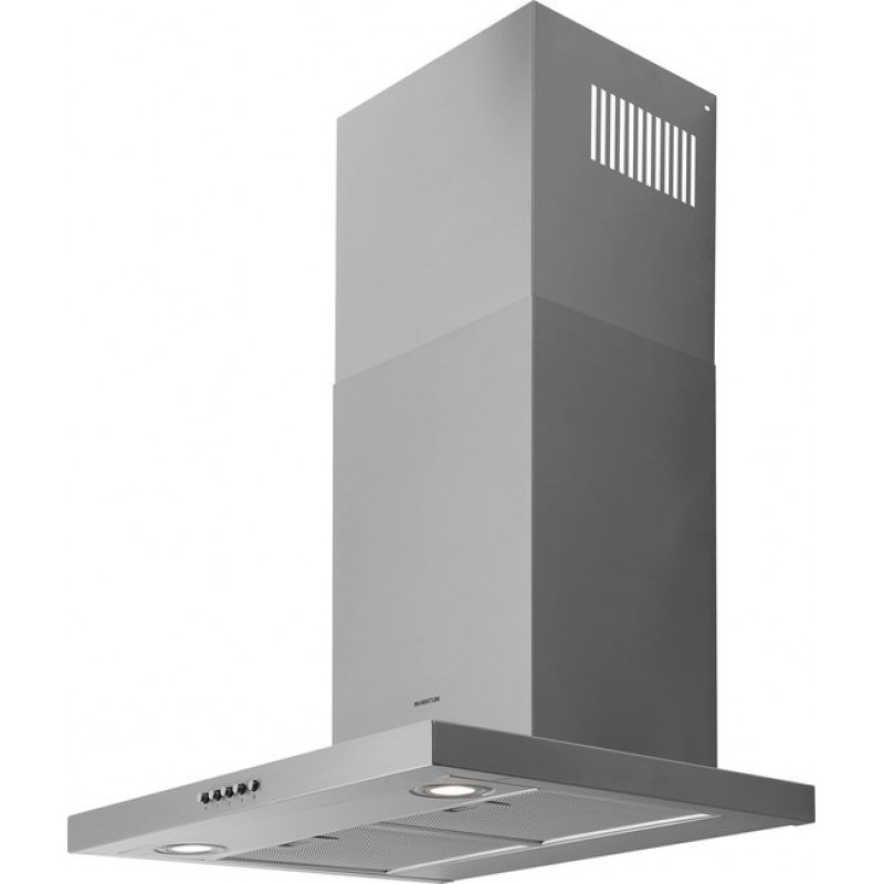 Inventum AKB6005RVS platte wandschouw afzuigkap 60 cm - Afzuigcapaciteit 630 m3/h - Geschikt voor open keuken - 3 standen - Ledspots - Luchtafvoer en recirculatie - RVS