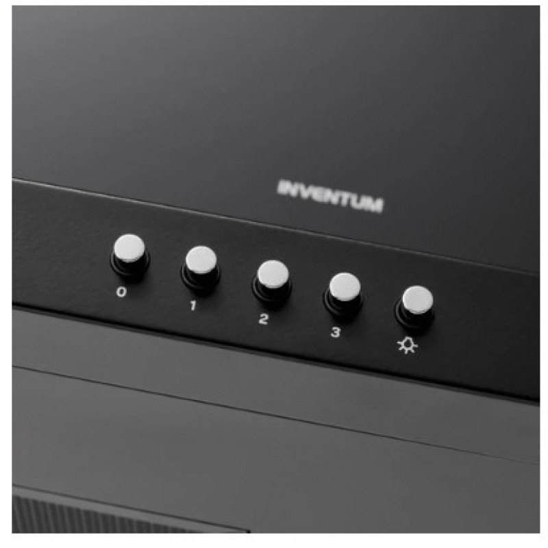 Inventum AKB6005ZWA platte wandschouw afzuigkap 60 cm - Afzuigcapaciteit 630 m3/h - Geschikt voor open keuken - 3 standen - Ledspots - Luchtafvoer en recirculatie - Zwart