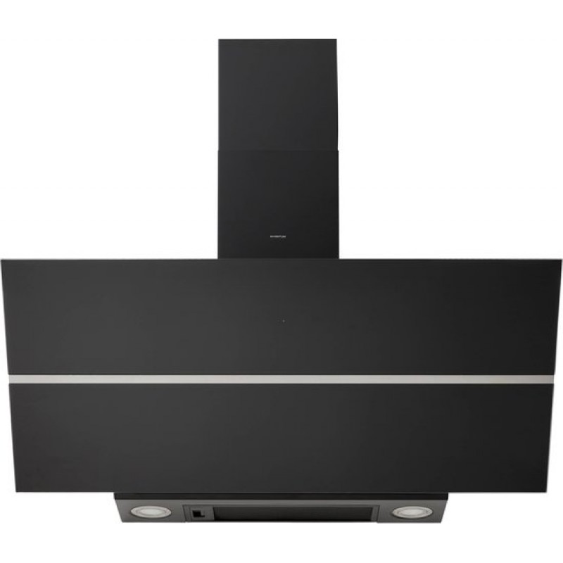 Inventum AKD9015GTZ schuine wandschouw afzuigkap 90 cm - Afzuigcapaciteit 660 m3/h - Geschikt voor open keuken - 4 standen - Timer - Display met tiptoetsen - Automatisch uitschakelen - Ledspots - Energielabel A++ - Luchtafvoer en recirculatie - Zwart