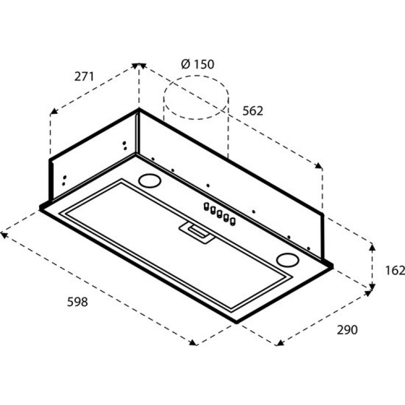 Inventum AKI6005ZWA inbouw afzuigkap 60 cm - Afzuigcapaciteit 325 m3/h - Geschikt voor grote keuken - 3 standen - Ledverlichting - Luchtafvoer en recirculatie - Zwart