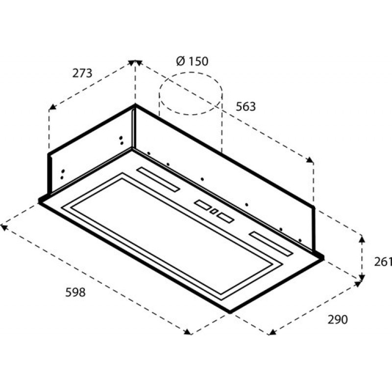 Inventum AKI6015RVS inbouw afzuigkap 60 cm - Afzuigcapaciteit 645 m3/h - Geschikt voor open keuken - 4 standen - Timer - Ledverlichting - Luchtafvoer en recirculatie - RVS