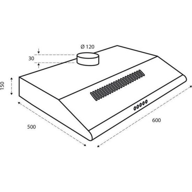 Inventum AKO6012RVS onderbouw afzuigkap 60 cm - Afzuigcapaciteit 326,4 m3/h - Geschikt voor grote keuken - 3 standen - Ledverlichting - Luchtafvoer en recirculatie - RVS
