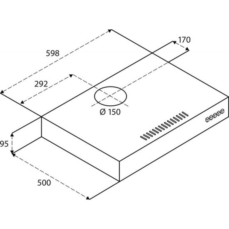 Inventum AKO6015RVS onderbouw afzuigkap 60 cm - Afzuigcapaciteit 350 m3/h - Geschikt voor grote keuken - 3 standen - Ledspots - Luchtafvoer en recirculatie - RVS