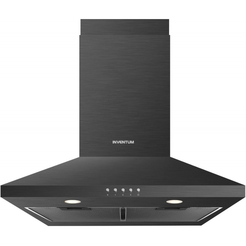 Inventum AKP6000ZWA wandschouw afzuigkap 60 cm - Afzuigcapaciteit 435 m3/h - Geschikt voor grote keuken - 3 standen - Ledspots - Luchtafvoer en recirculatie - Zwart