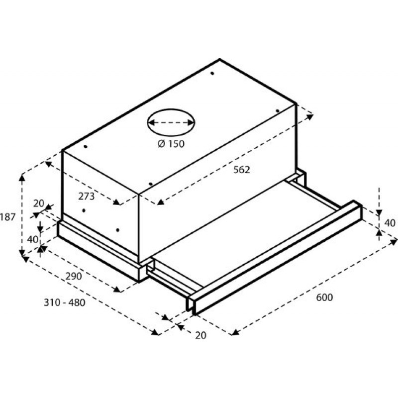 Inventum AKV6004RVS vlakscherm afzuigkap 60 cm - Afzuigcapaciteit 325 m3/h - Geschikt voor grote keuken - 3 standen - Ledspots - Luchtafvoer en recirculatie - RVS