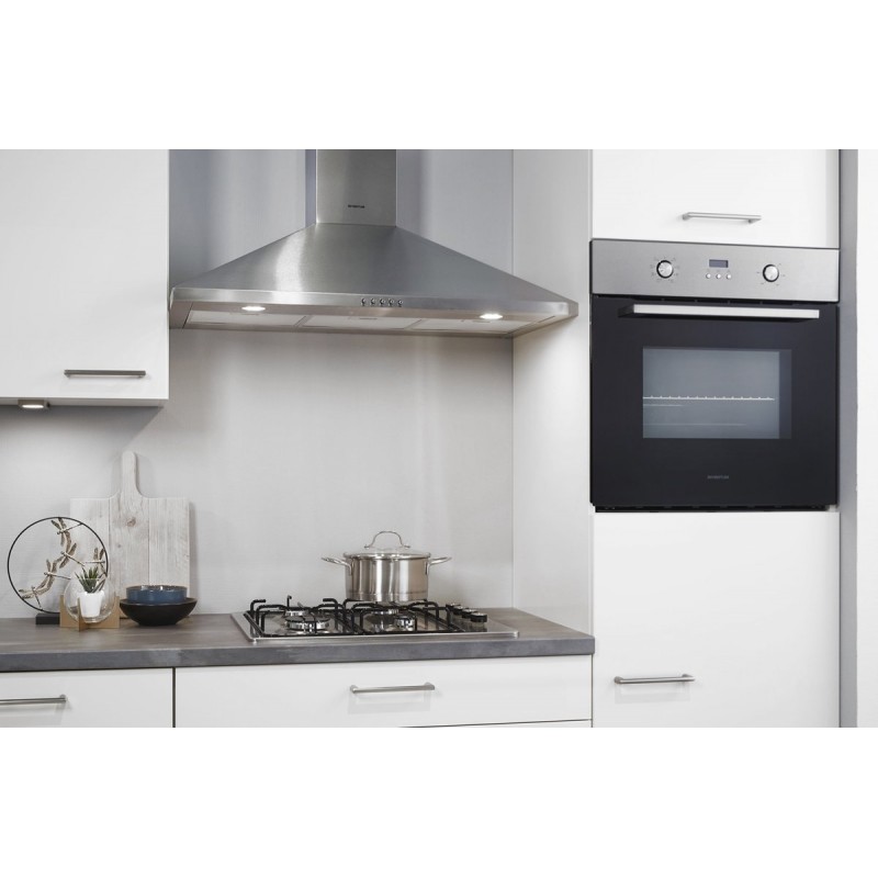 Inventum IKG6011RVS inbouw gaskookplaat 59 cm - 4-pits - Geïntegreerde vonkontsteking - Geschikt voor Nederlands gas - Na ombouw ook geschikt voor Belgisch gas en propaan/butaan - RVS/Zwart