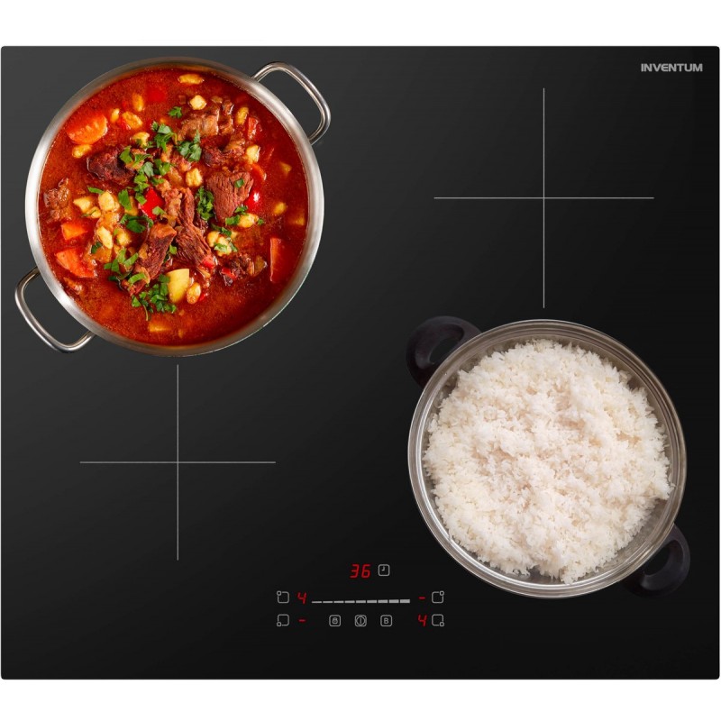 Inventum IKI6008 inbouw inductiekookplaat 60 cm - 1-fase - 4 kookzones - Boost - Timer - Kinderslot - Randloos - Elektrische kookplaat 4 pits - Zwart