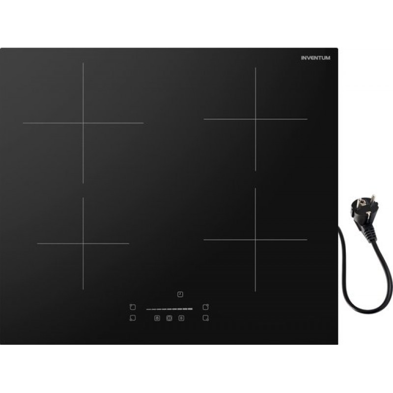 Inventum IKI6008 inbouw inductiekookplaat 60 cm - 1-fase - 4 kookzones - Boost - Timer - Kinderslot - Randloos - Elektrische kookplaat 4 pits - Zwart