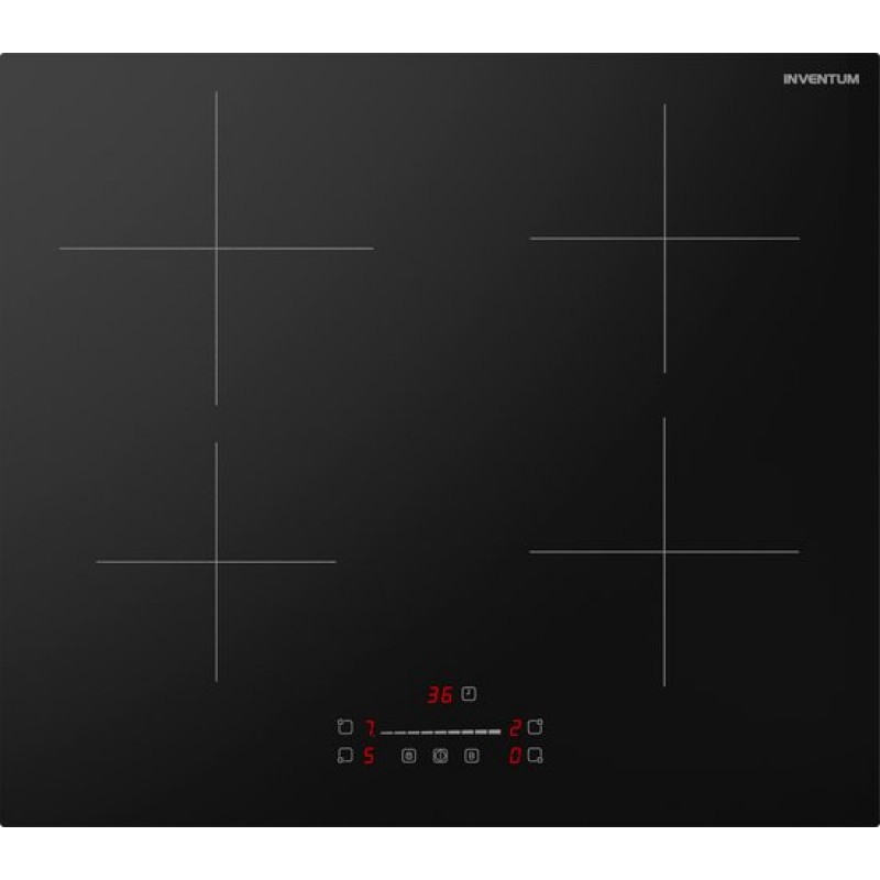 Inventum IKI6008 inbouw inductiekookplaat 60 cm - 1-fase - 4 kookzones - Boost - Timer - Kinderslot - Randloos - Elektrische kookplaat 4 pits - Zwart