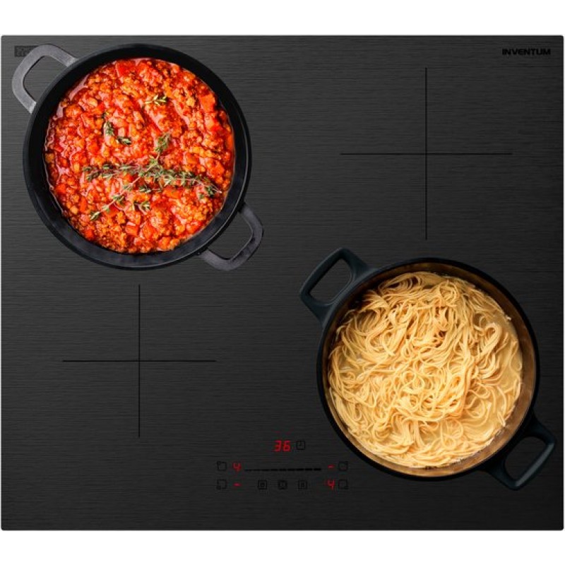 Inventum IKI6008MAT matte inbouw inductiekookplaat 60 cm - 1-fase - 4 kookzones - Boost - Timer - Kinderslot - Randloos - Elektrische kookplaat 4 pits - Mat Zwart