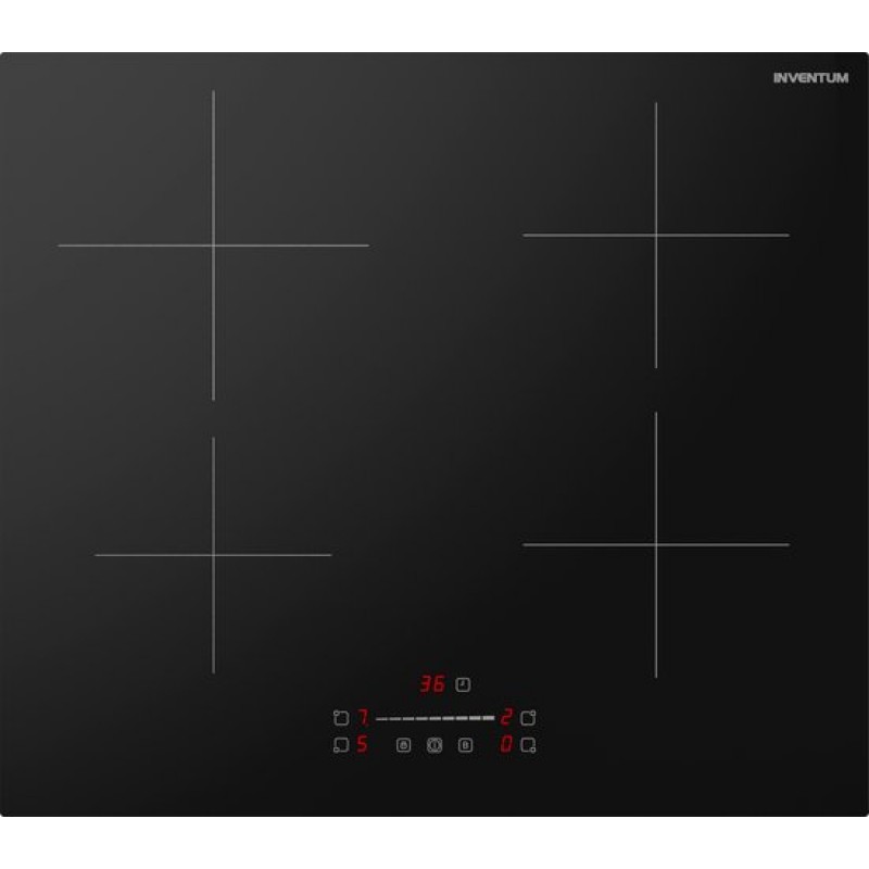 Inventum IKI6028 inbouw inductiekookplaat 60 cm - 1- of 2-fase - 4 kookzones - Boost - Timer - Kinderslot - Randloos - Elektrische kookplaat 4 pits - Zwart