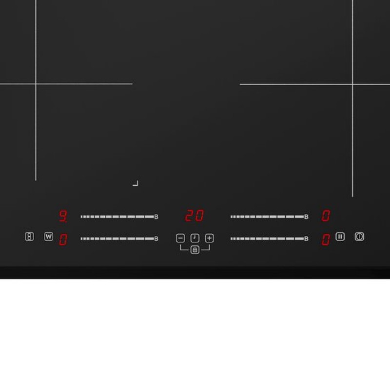 Inventum IKI6035 inbouw inductiekookplaat 60 cm - 1- of 2-fase - 4 kookzones - Bridgefunctie - Boost - Timer - Kinderslot - Facetrand voorzijde - Elektrische kookplaat 4 pits - Zwart
