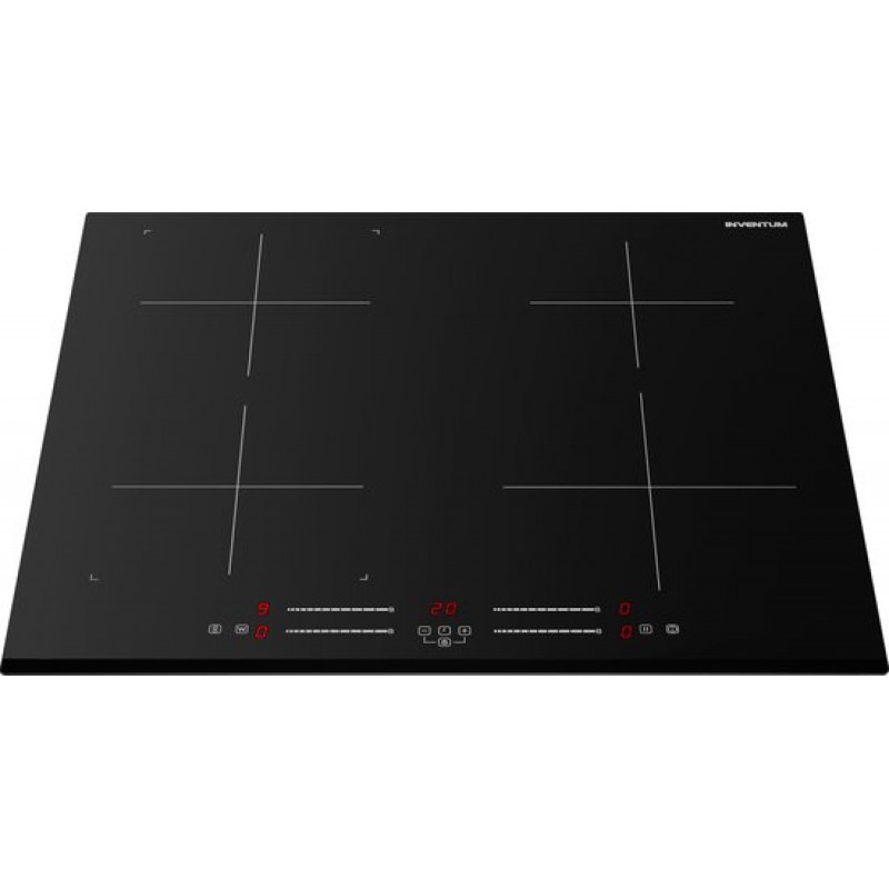 Inventum IKI6035 inbouw inductiekookplaat 60 cm - 1- of 2-fase - 4 kookzones - Bridgefunctie - Boost - Timer - Kinderslot - Facetrand voorzijde - Elektrische kookplaat 4 pits - Zwart