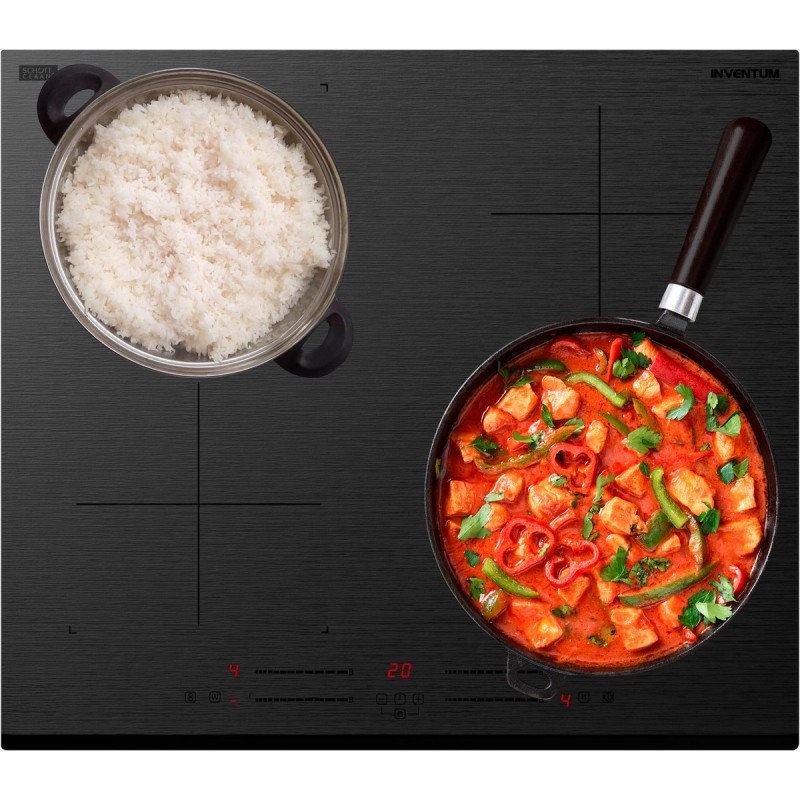 Inventum IKI6035MAT matte inbouw inductiekookplaat 60 cm - 1- of 2-fase - 4 kookzones - Bridgefunctie - Boost - Timer - Kinderslot - Facetrand voorzijde - Elektrische kookplaat 4 pits - Mat Zwart