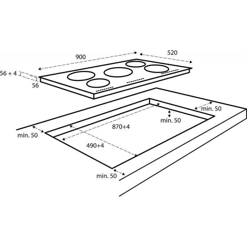 Inventum IKI9035 inbouw inductiekookplaat 90 cm - 2-fase - 5 kookzones - 2x Bridgefunctie - Boost - Timer - Kinderslot - Facetrand voorzijde - Elektrische kookplaat 5 pits - Zwart