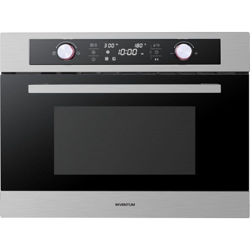 Inventum IMC6044RK - Inbouw combi-oven - Hetelucht - Magnetron - Grill - 44 liter - 45 cm hoog - Tot 230 graden - RVS/Zwart