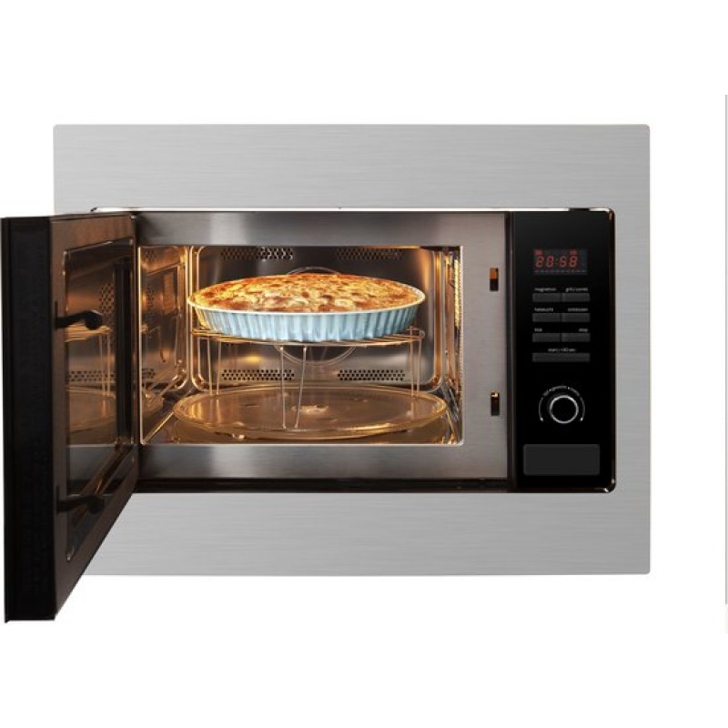 Inventum IMC6125F - Inbouw combi-oven - Hetelucht - Magnetron - Grill - 25 liter - 45 cm hoog - Tot 220 graden - RVS/Zwart