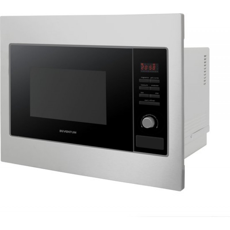 Inventum IMC6125F - Inbouw combi-oven - Hetelucht - Magnetron - Grill - 25 liter - 45 cm hoog - Tot 220 graden - RVS/Zwart