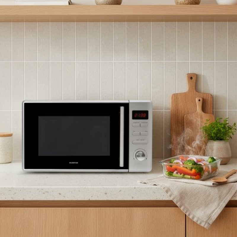 Inventum MN207S Solo magnetron - 20L - 800W - 8 kookprogramma's - Display - Ontdooifunctie - Zilver