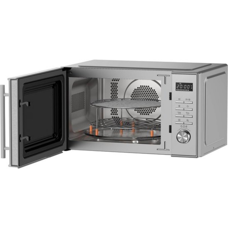Inventum MN237CS Combimagnetron - 23L - 900W - Hetelucht- en grillfunctie - 10 kookprogramma's - 4 combistanden - Ontdooifunctie - Kinderslot - Zilver