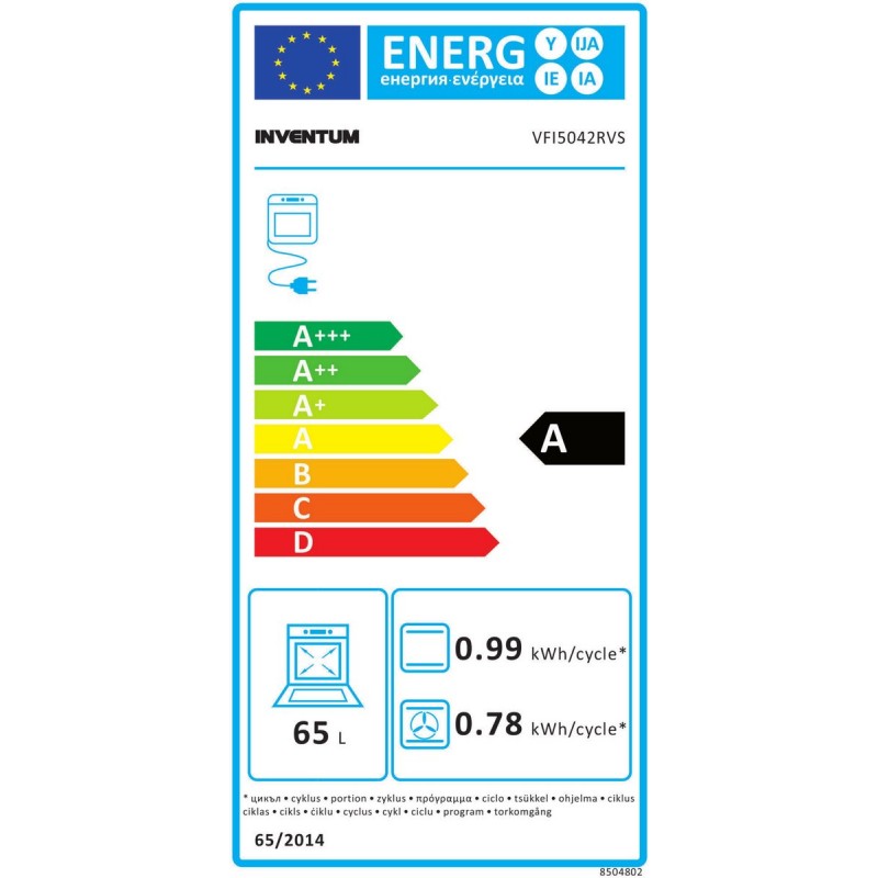Inventum VFI5042RVS - Vrijstaand inductie fornuis - Elektrische oven - 4 kookzones - 50 cm - 65 liter - RVS/Zwart