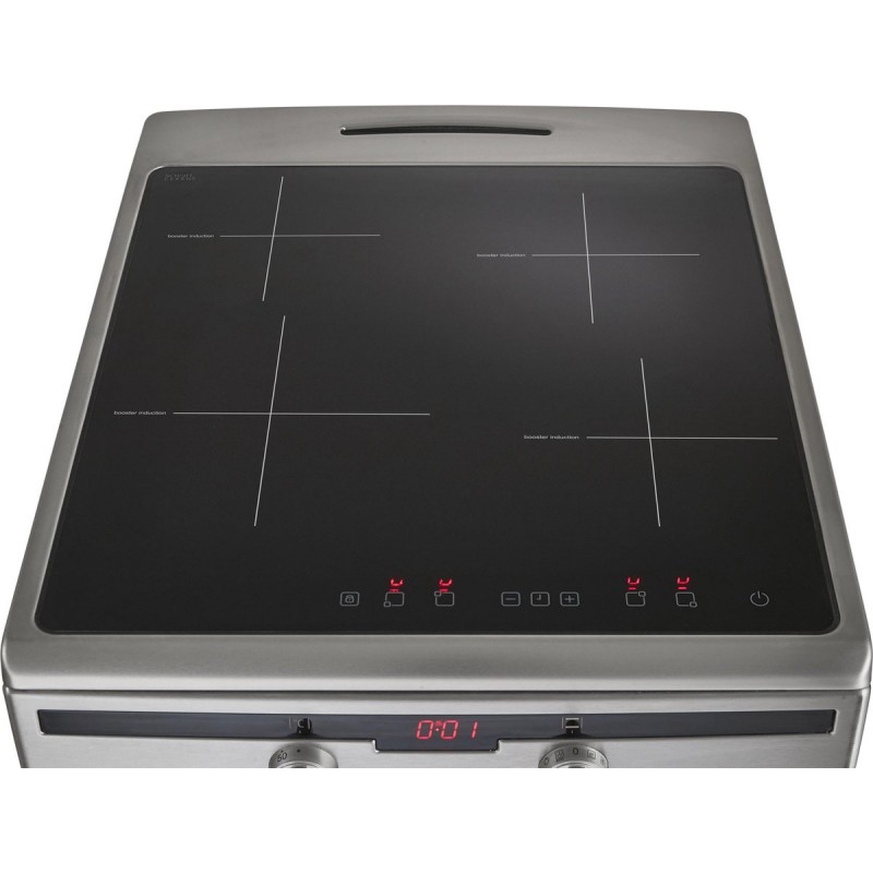 Inventum VFI5042RVS - Vrijstaand inductie fornuis - Elektrische oven - 4 kookzones - 50 cm - 65 liter - RVS/Zwart