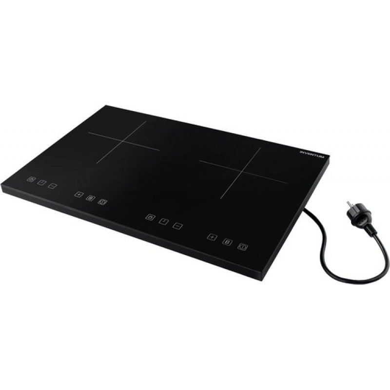 Inventum VKI3020ZWA inductie kookplaat 56,5 cm - 2 kookzones - 1-fase plug en play - Timer - Kinderslot - 8 standen - 3500 W - Vrijstaand - Zwart