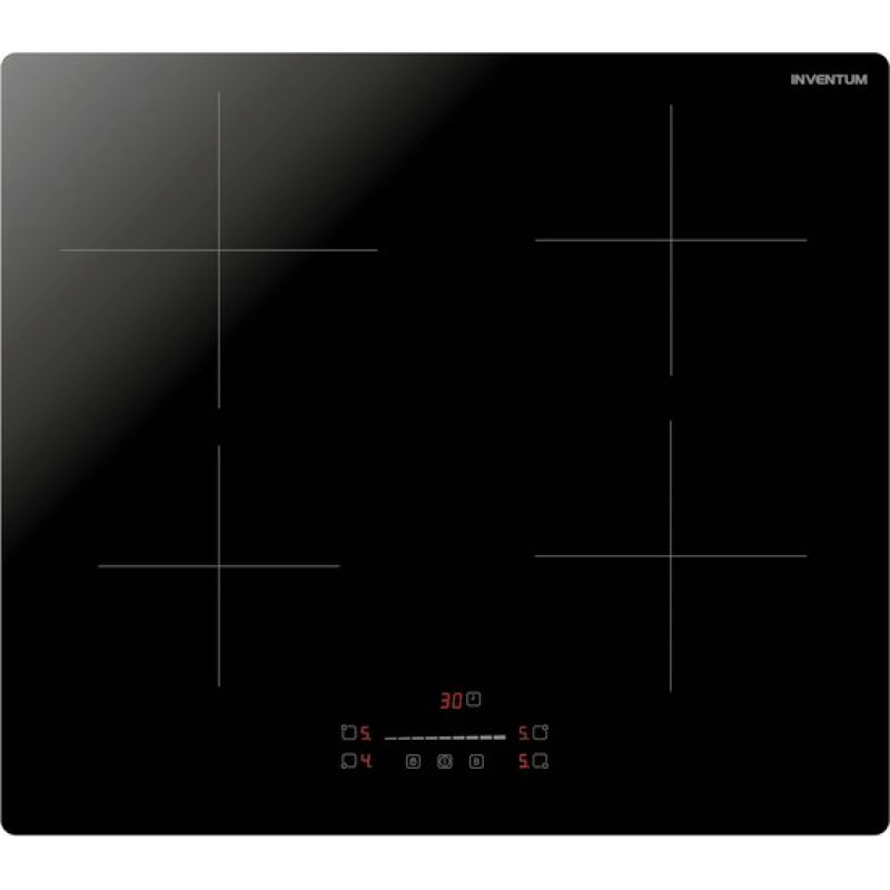 Inventum VKI6010ZIL inductie kookplaat 4 kookzones - 59 cm - 1-fase plug en play - Boost - Timer - Kinderslot - Tot 2600 W - Vrijstaand - Zilver/Zwart