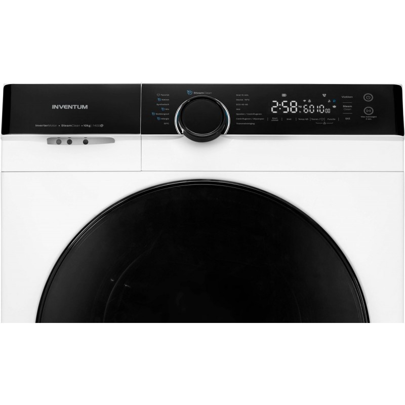 Inventum VWM1010W - Wasmachine - 10kg - 14 programma's - 1400 toeren - Energieklasse A-30% - Steam Clean - Stil: 72 dB - Wit/Zwart