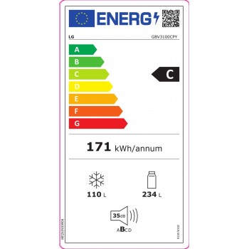 LG GBV3100CPY.APYQEUR koel-vriescombinatie Vrijstaand 344 l C Zilver