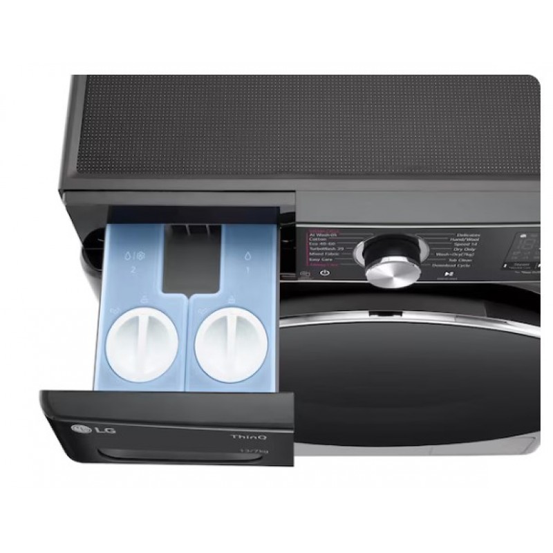 LG EZDispense FWY937BCTA1 was-droogcombinatie met wifi, 13 kg - platina zwart