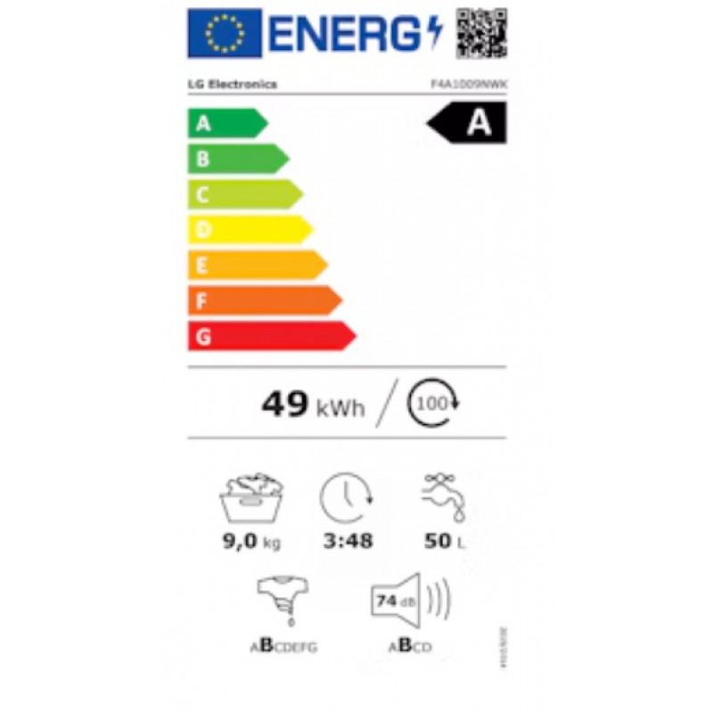 LG Wasmachine -  F4A1009NWK - 9 kg - 1400 rpm - stoom - AI DD - Energieklasse A