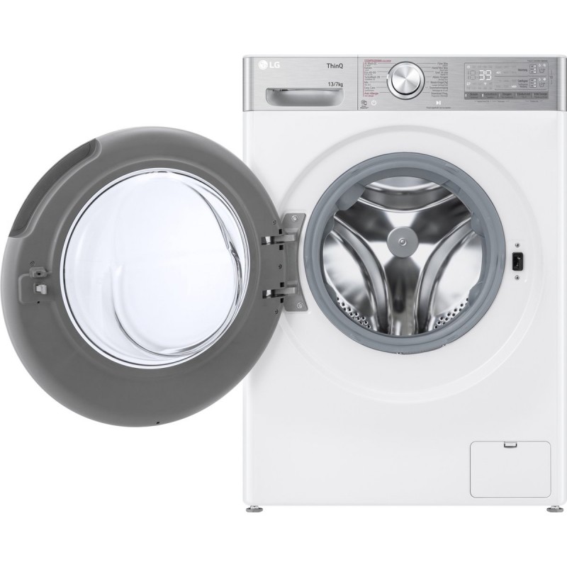 LG F4DR9537S2W was‑droogcombinatie 13 kg met AI DD voor slimme stofverzorging - TurboWash 39 voor sneller wassen - EzDispense automatische dosering - hygiënisch wassen met stoom en ThinQ slimme bediening. Energieklasse A‑20%