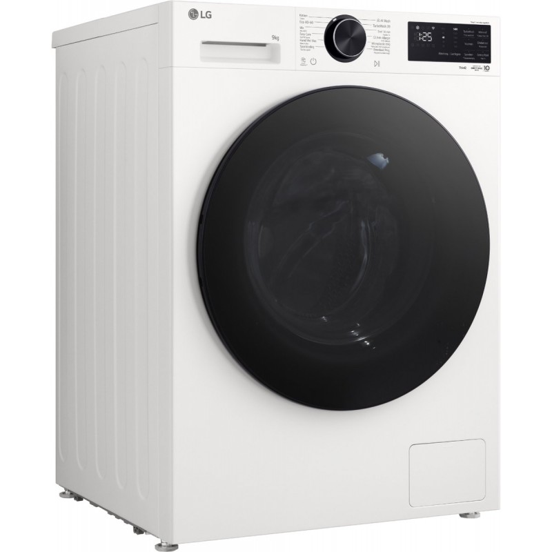 LG F4X5009TWB wasmachine 9 kg met AI DD voor betere stofverzorging, TurboWash360˚ voor snel en grondig wassen in ca. 39 min, Steam verwijdert allergenen en bacteriën, ThinQ slimme bediening en stille, duurzame Inverter Direct Drive. Energieklasse A