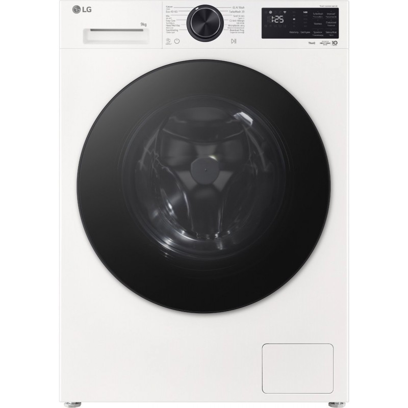 LG F4X5009TWB wasmachine 9 kg met AI DD voor betere stofverzorging, TurboWash360˚ voor snel en grondig wassen in ca. 39 min, Steam verwijdert allergenen en bacteriën, ThinQ slimme bediening en stille, duurzame Inverter Direct Drive. Energieklasse A