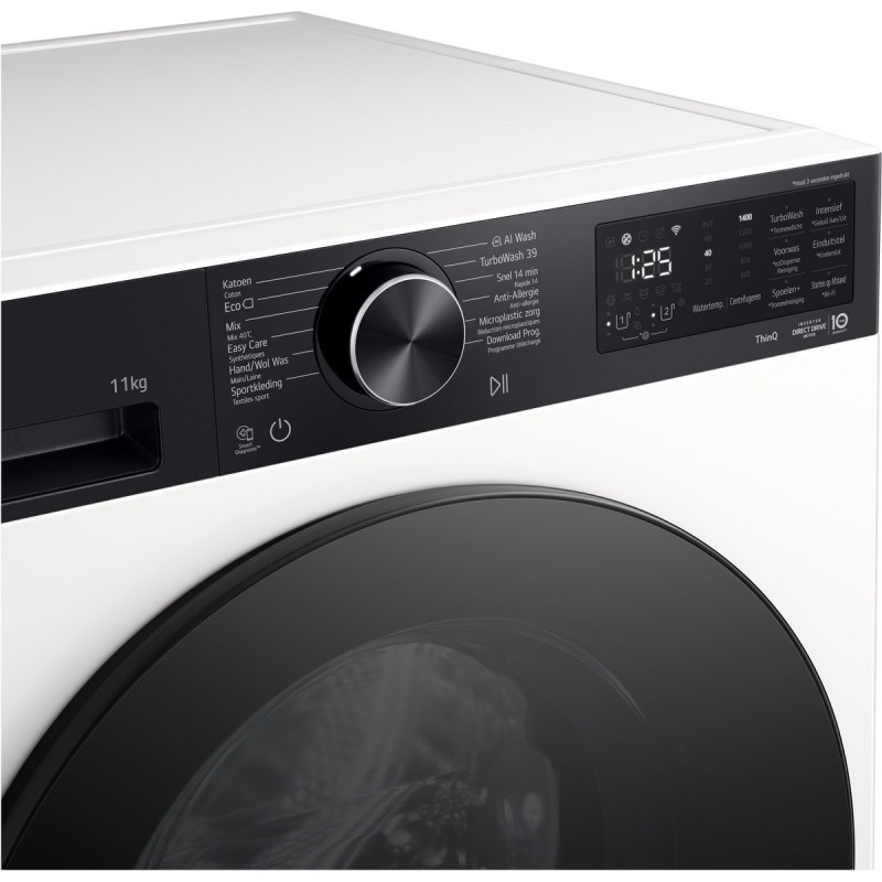 LG F4X5511THB wasmachine 11 kg met AI DD voor betere stofverzorging, TurboWash360˚ voor snel en grondig wassen in ca. 39 min, Steam verwijdert allergenen en bacteriën, ezDispense voor automatisch doseren. Energieklasse A