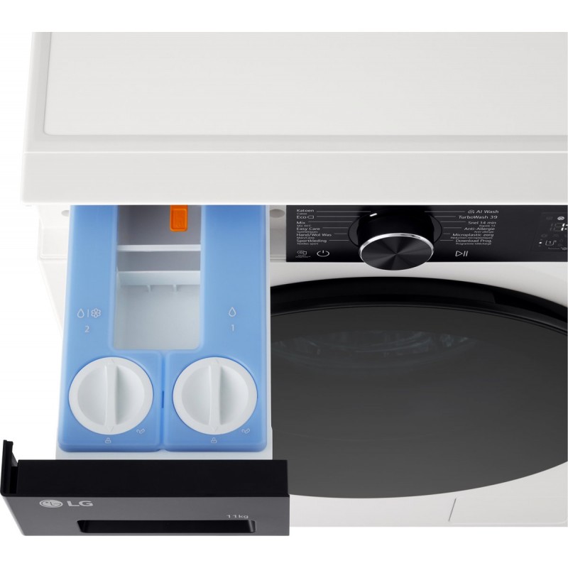 LG F4X5511THB wasmachine 11 kg met AI DD voor betere stofverzorging, TurboWash360˚ voor snel en grondig wassen in ca. 39 min, Steam verwijdert allergenen en bacteriën, ezDispense voor automatisch doseren. Energieklasse A