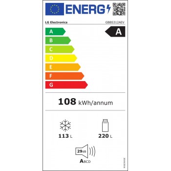 LG GBBS312AEV - Koel-vriescombinatie 333L - Zwart - DoorCooling voor gelijkmatige koeling - Zero Clearance voor een naadloze pasvorm - ThinQ bediening - Energieklasse A