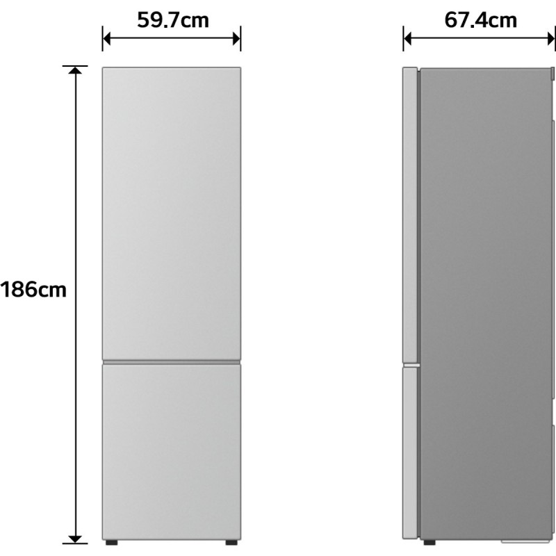 LG GBBS312AEV - Koel-vriescombinatie 333L - Zwart - DoorCooling voor gelijkmatige koeling - Zero Clearance voor een naadloze pasvorm - ThinQ bediening - Energieklasse A