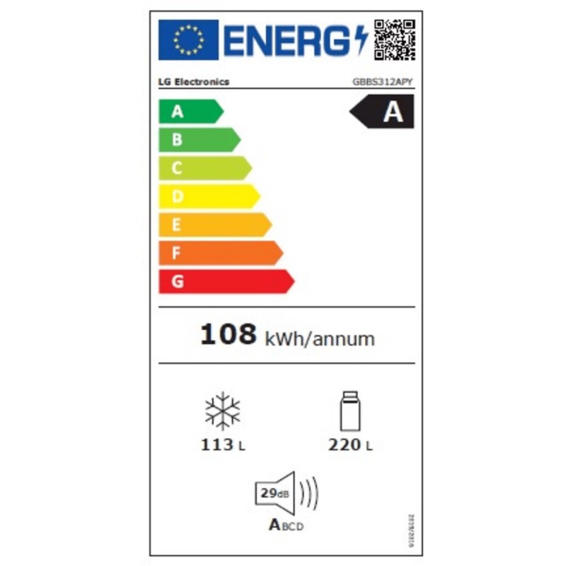 LG GBBS312APY - Koel-vriescombinatie 333L - Zilver - DoorCooling voor gelijkmatige koeling - Zero Clearance voor een naadloze pasvorm - ThinQ bediening - Energieklasse A