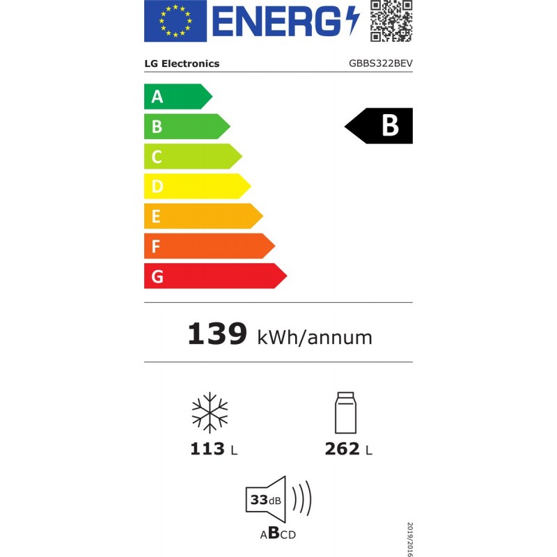 LG - 465L - Koel-vriescombinatie - Zwart - GBBS322BEV - B label