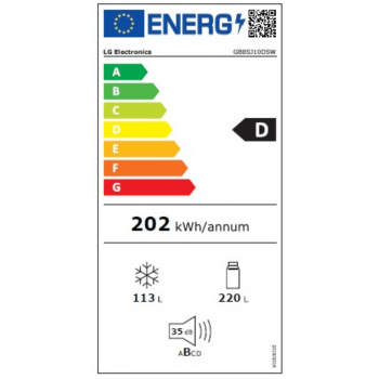 LG GBBSJ10DSW koel‑vriescombinatie 375L met NoFrost, DoorCooling+ voor snelle en gelijkmatige koeling, LinearCooling voor langdurige versheid en ThinQ slimme bediening