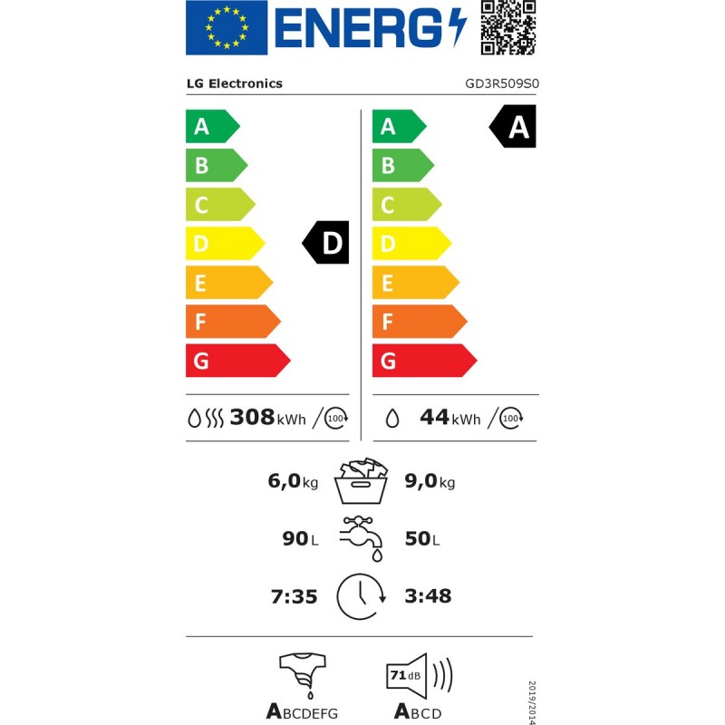 LG GD3R509S0 - 9/6 kg Was-droogcombinatie met Slimme AI DD™ motor - Hygiënisch wassen met stoom - ThinQ™
