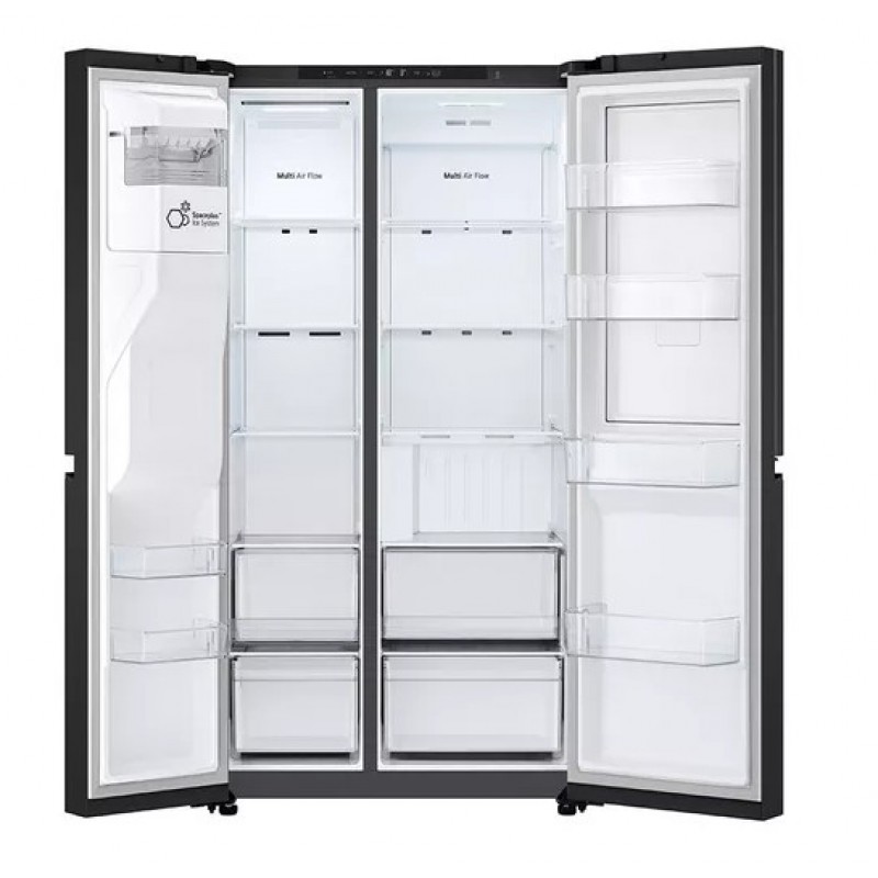 LG GSJC40EPPE Side-by-Side koel-vriescombinatie - 641 liter, energieklasse E - met deur-in-deur - Multi-Airflow - ijs- en waterdispenser - UVNano - Total No Frost - zwart