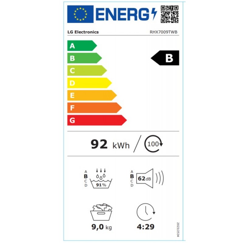 LG VX70 Serie AI Dry RHX7009TSB 9 kg warmtepompdroger 